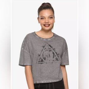 FANTASTIC BEASTS CRIMES OF GRINDEWALD Deathly Hallows Lace Up CROP TOP! Cotton